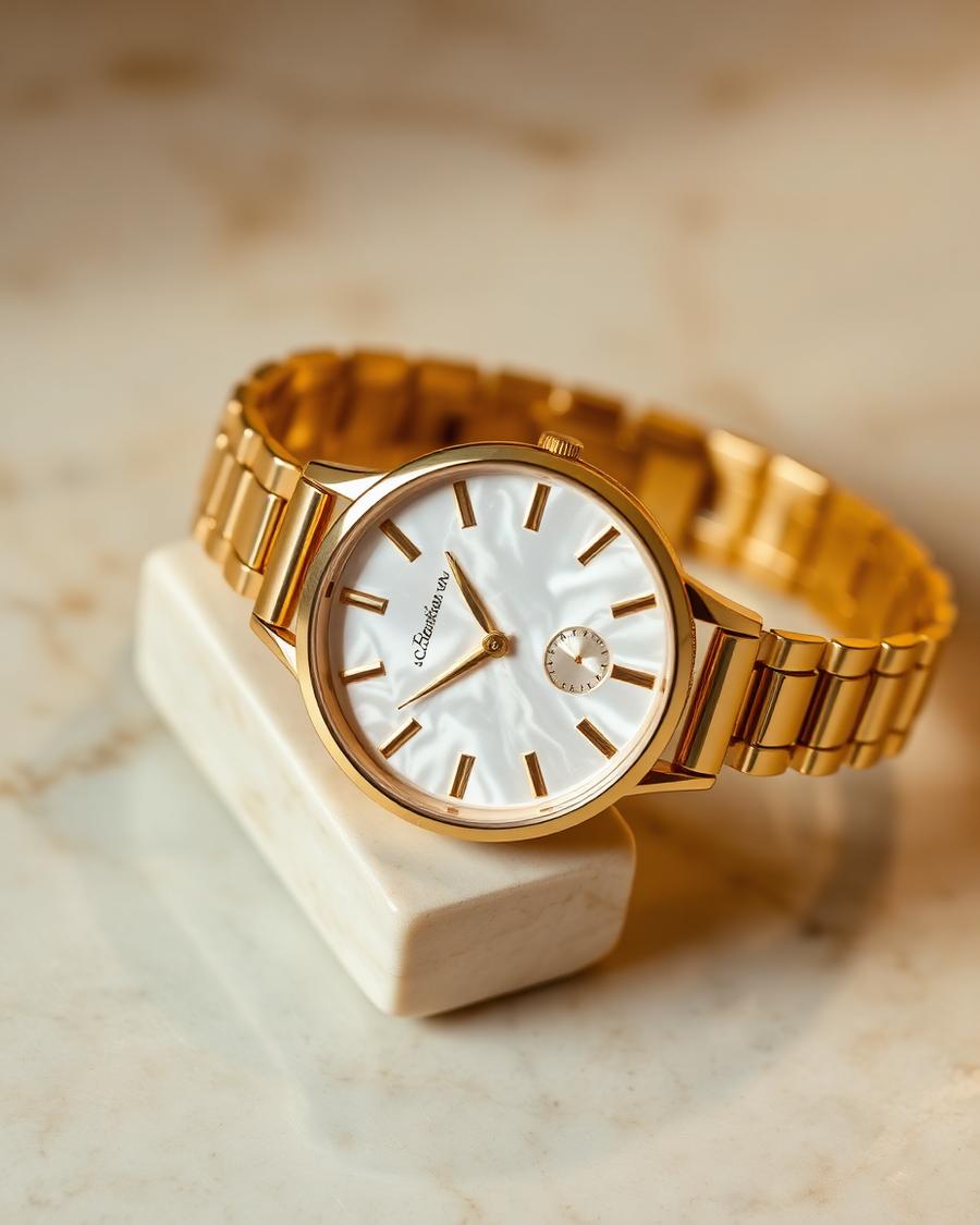 Pearl Dial Slim Watch